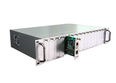 convertidor de fibra óptica manejable del soporte de estante de 14 puertos medios, 19 pulgadas